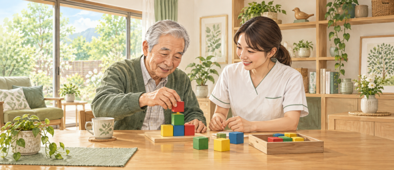 文字や記号を使わない、室内で物の位置関係を確認する様子のサムネイル
