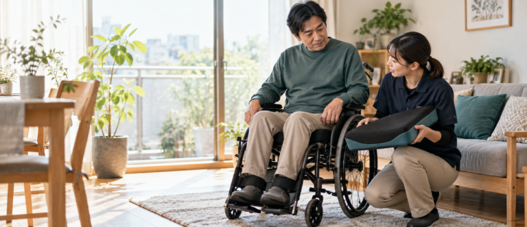 脊髄損傷後の褥瘡予防とリハビリを表す文字なしのイメージ