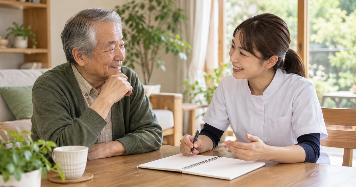 日常生活の課題を相談する夫婦と支援者のイメージ