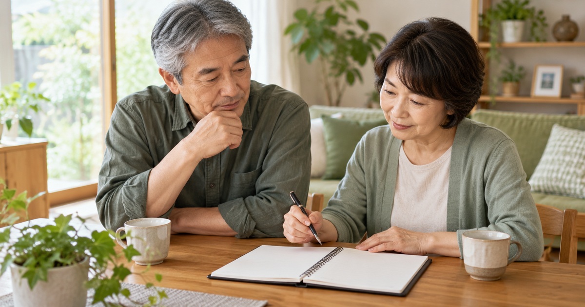 生活の目標を相談する夫婦のイメージ