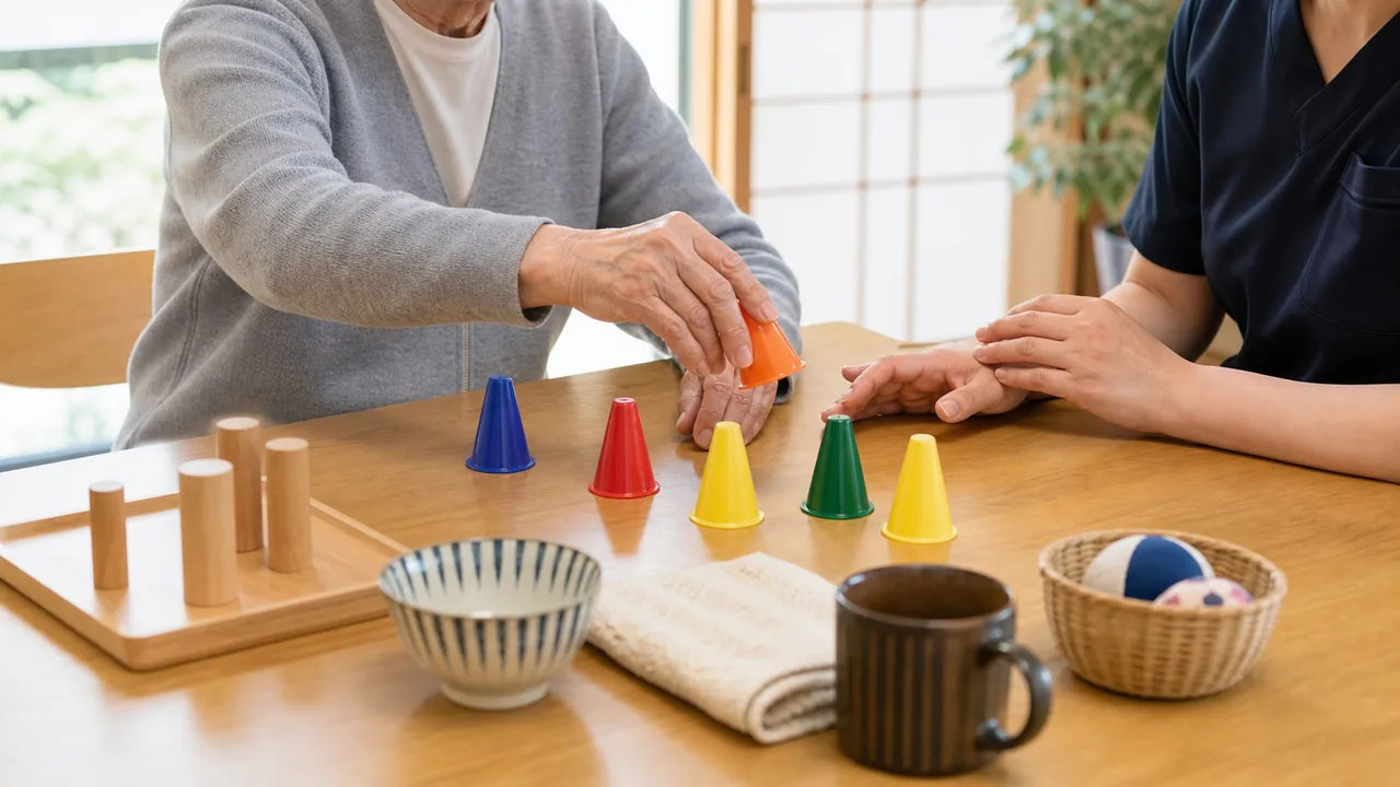 脳卒中後の運動失調に対する手の協調運動練習のイメージ