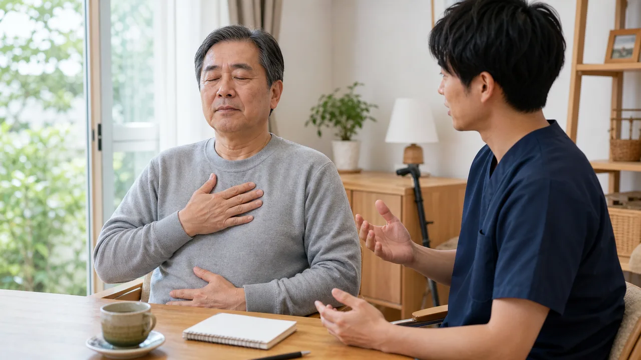 生活のなかで一息ついて呼吸を整える場面