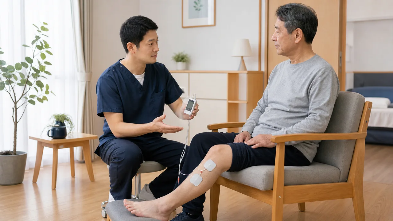 脳卒中後のTENSについて説明を受ける場面のイメージ