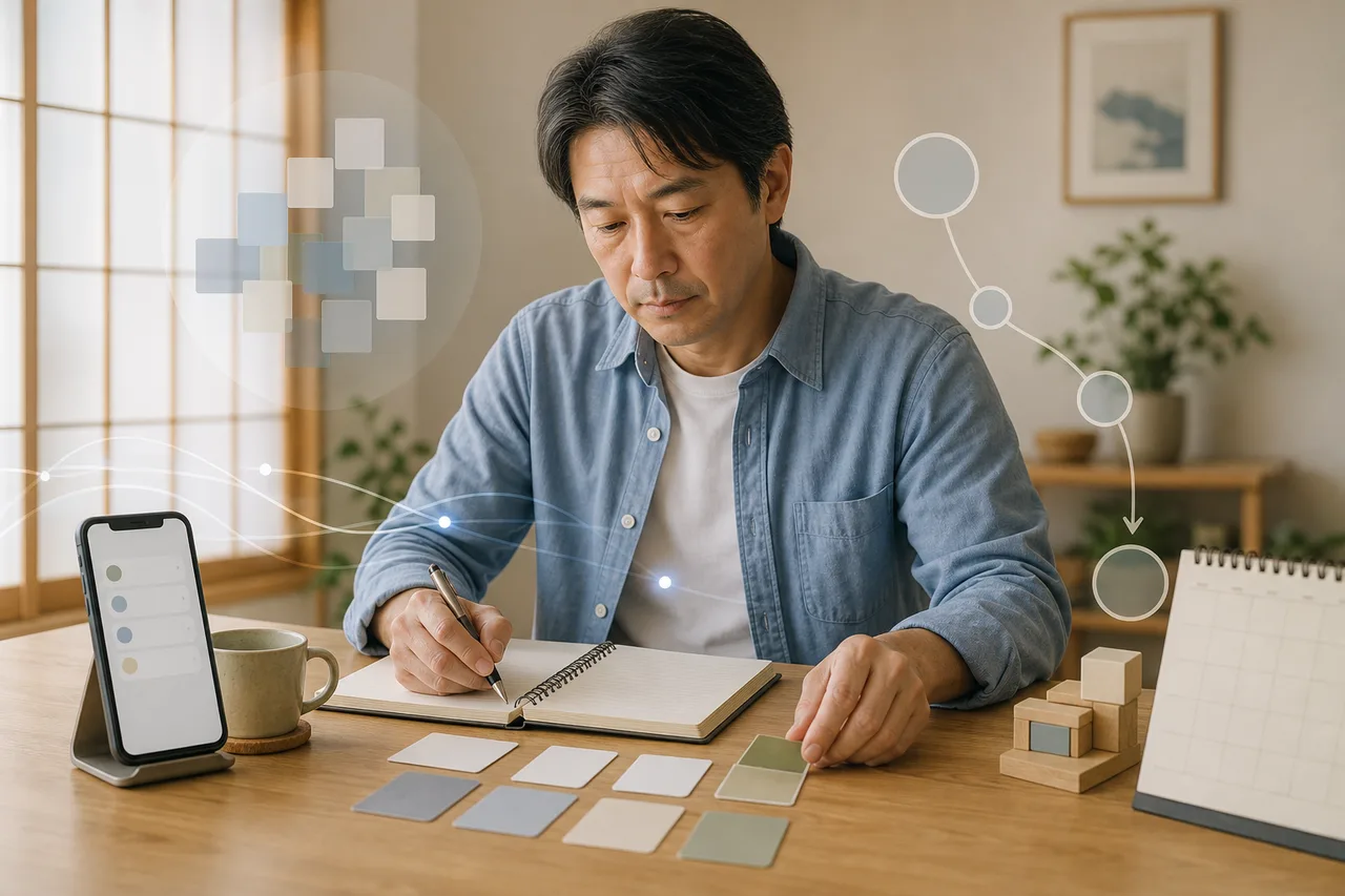 記憶や段取りを補うためにノートやスマートフォンを活用する場面