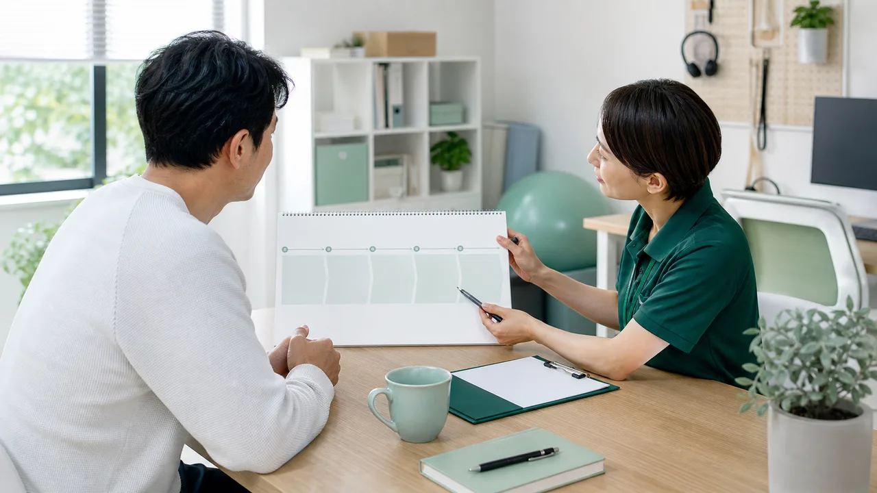 段階的な職場復帰計画を専門職と確認する様子