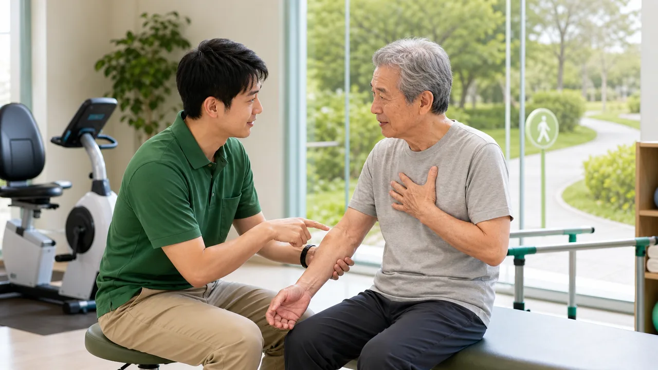 脳卒中後の有酸素運動で体力と歩行を確認するイラスト