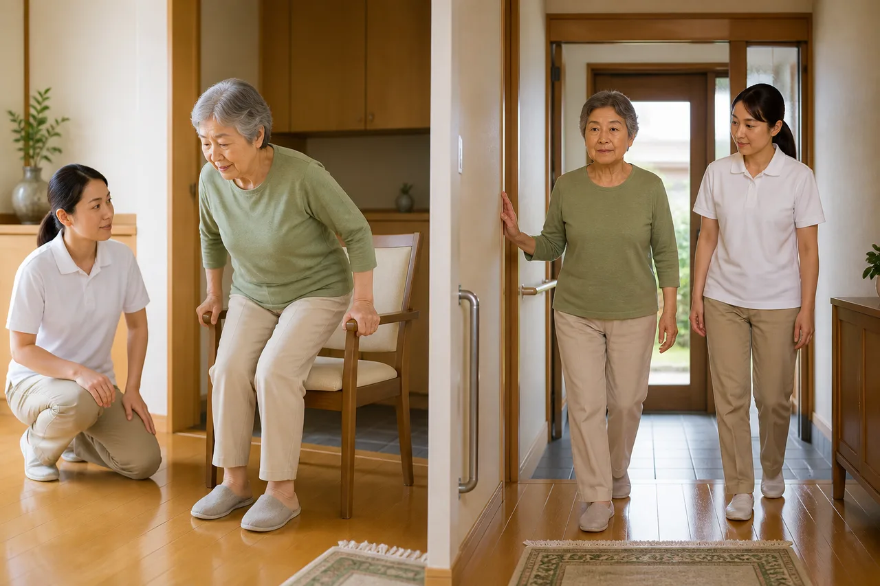 高齢者の立ち上がりと歩行の生活動作練習