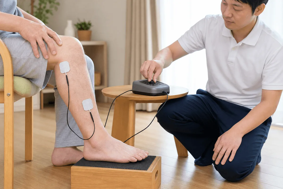 電気刺激療法のリハビリの様子